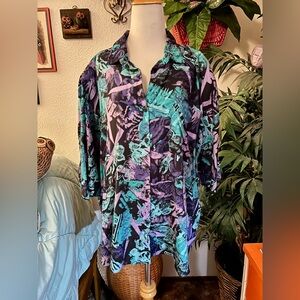 80s Vintage Colorful Abstract Patterned Shirt